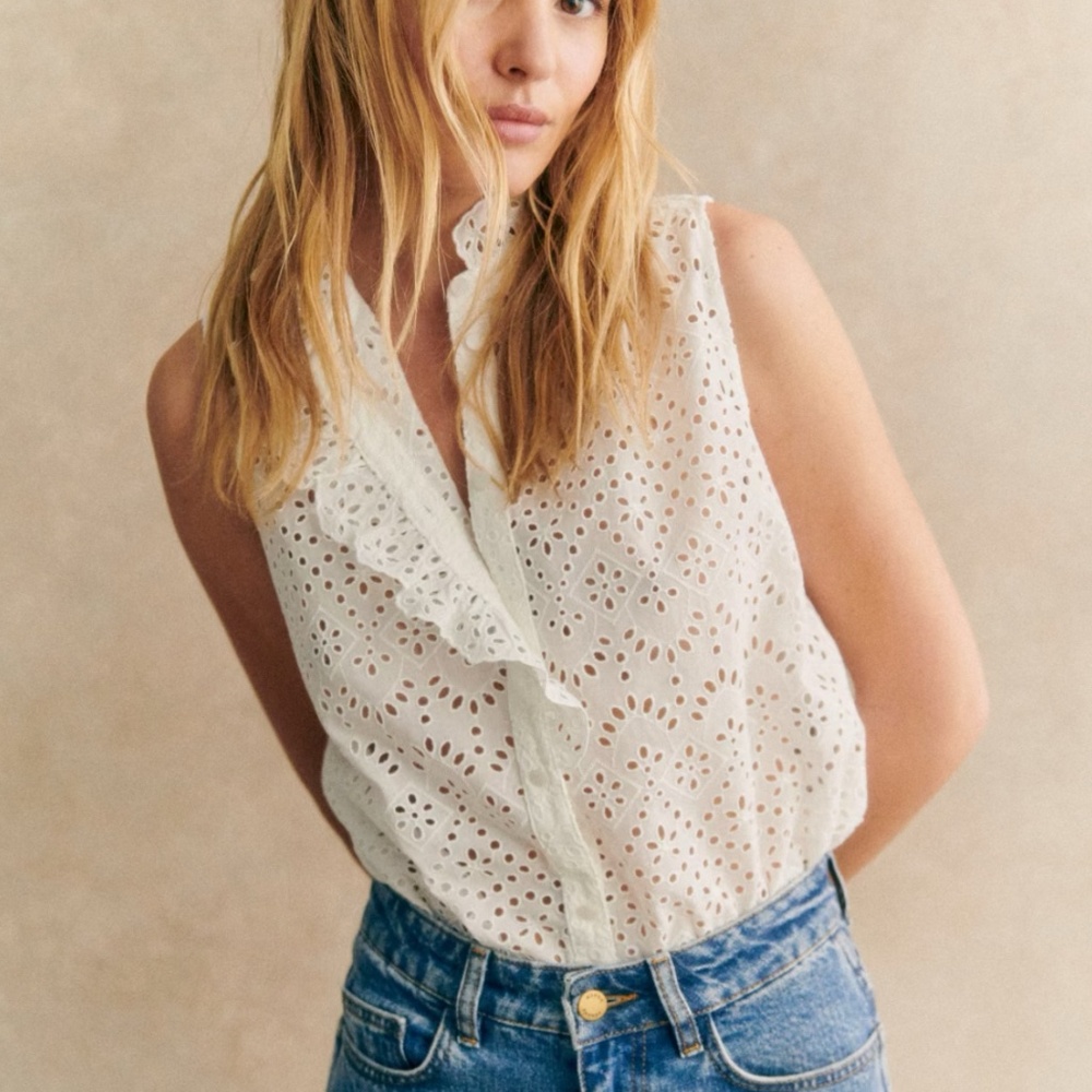 Sezane Celinda Shirt Ecru - Size 40